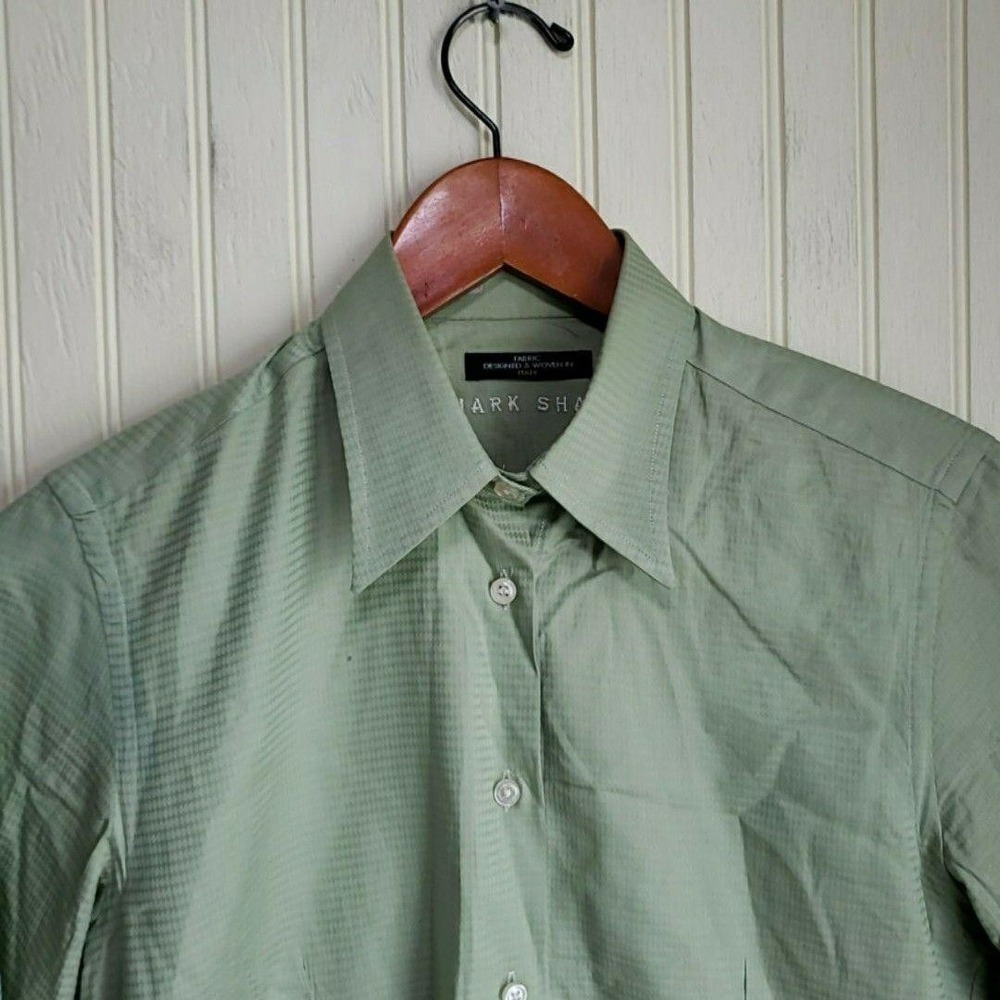 Mark Shale Button Up Shirt Womens 6 Green Collared Long Sleeve Geometric Top